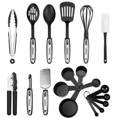 NEXGADGET 19 Pièces Kit Ustensiles de Cuisine en Acier Inoxydable et Nylon Lot d'Ustensiles de Cuisine Ensemble Culinaire (1/4)