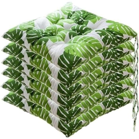 Galettes de Chaise Lot de 6 - 40x40 cm - Coussins de Jardin - Blanc (1/4)