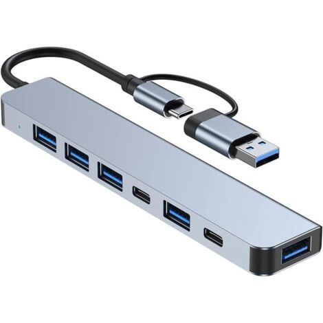 Hub USB C UPLAYTECK 7 en 2 Multiprise de USB Station d'Accueil Adaptateur Compatible Macbook iMac iPad iPhone 1xUSB 3.0, 4xUSB 2.0 (1/5)