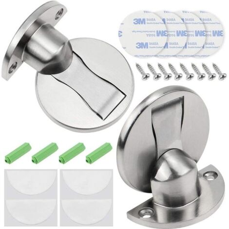 (Argenté)Butées de porte magnétiques - Protection murale - Lot de 2 - Installation facile - Argenté - Aimant puissant (1/3)