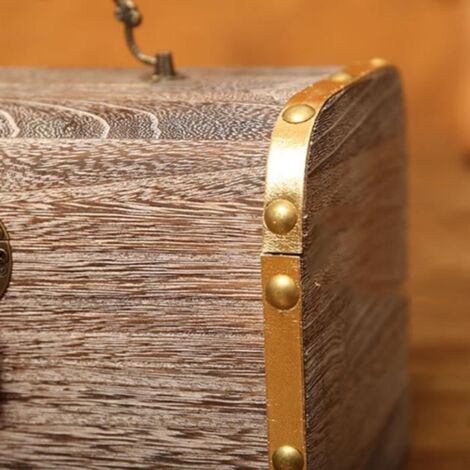 Coffre Au Trésor En Bois Vintage Avec Serrure – 24x17x9.5 Cm – Idéal Enfant Pirate, Rangement Bijoux & Décoration