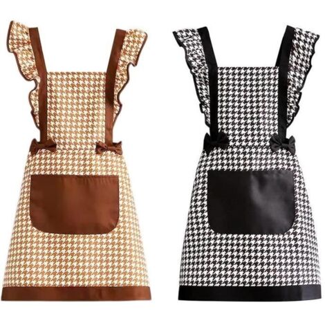 (Orange, Noir)Tablier de cuisine avec poches - orange et noir - en coton (1/4)