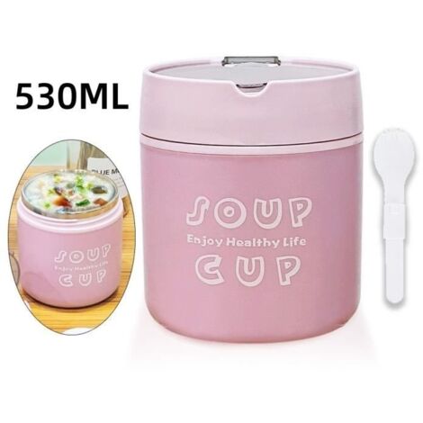 (Rose)Boîte Alimentaire Isotherme - Récipient Alimentaire - Rose - Acier Inoxydable 304 - 530ML - Portable (1/4)
