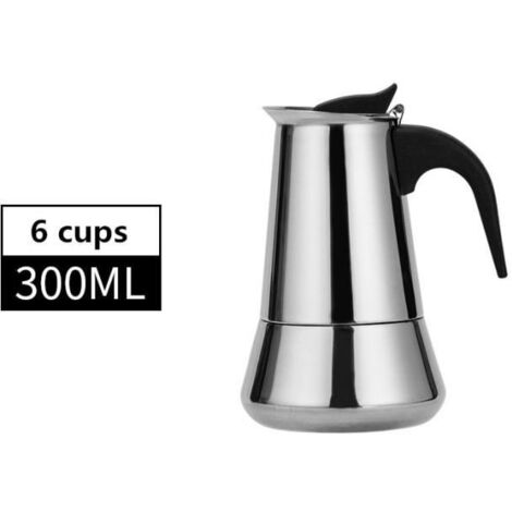 300ml-B -Cafetière Moka Style européen,en acier inoxydable 304,percolateur de Latte avec 12 tasses-600 millilitres,cafetière à Ca (1/4)