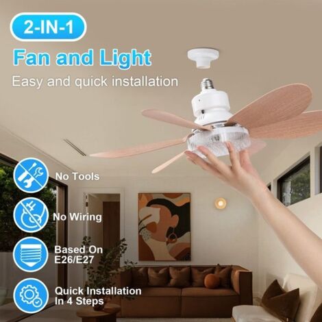 Ulikey Ventilateur Plafond Avec Lumière - Lampe Ventilateur Plafonnier Silencieux Télécommande 3 Vitesses 3 Températures Couleur