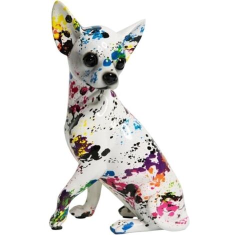 Creative Coloré Graffiti Art Chihuahua Chien Statue de Mode Résine Artisanat Figurine pour Salon Étagère Décor À La Maison Accents (1/4)