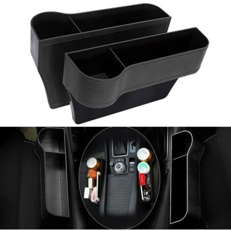 2x Siège de voiture Gap Catcher Organisateur Boîte de rangement Poche avec / Porte-gobelet Côté Noir (1/4)