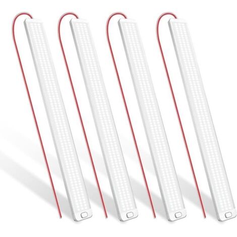 Barre LED 12V,42cm 1000LM 10W Barre de Lumière Intérieure 228LED,Super Brillant Blanche Barre de Bande Lampe,4pcs (1/5)