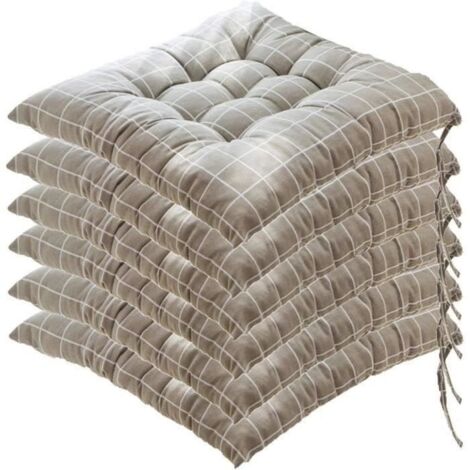 Galettes de Chaise Lot de 6 - 40x40 cm - Synthétique - Blanc - Extérieur (1/4)
