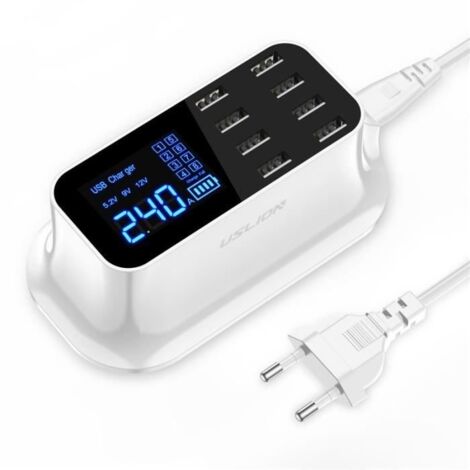 Affichage De LED Créatif 8 Ports Chargeur USB LIGH DISPLAY ADAPTATEUR DE CHARGEMENT RAPIDE CHARGE RAPIDE (1/4)