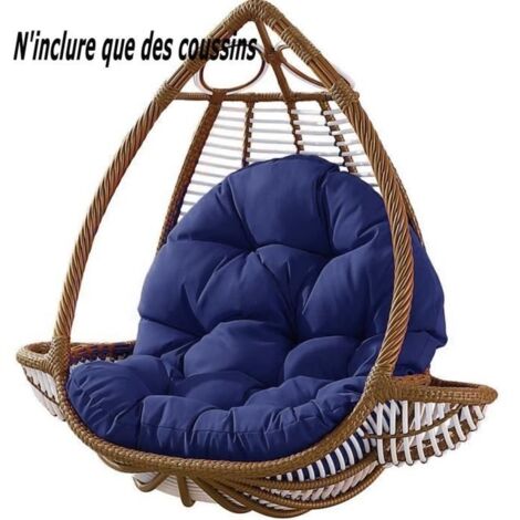 Coussin pour Fauteuil Suspendu Oeuf avec Oreiller Lavable Coussin de Chaise Suspendue Exterieur épais Coussin, 120x80cm,Marine (1/4)