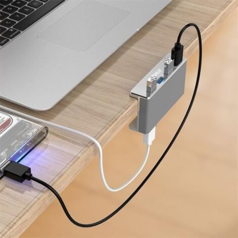 (Argenté)Hub USB 3.0 ORICO - Clip en alliage d'aluminium - 4 Ports - Charge intelligente - Argent (1/4)