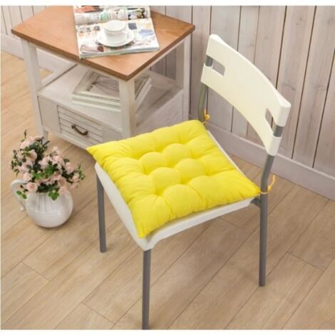 Lot de 4 Coussin de chaise épaissi carré - 40 x 40 CM jaune (1/4)