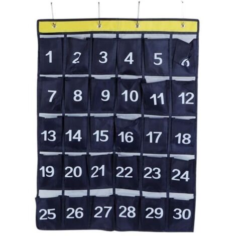 (Bleu marine)Sac de rangement mural à 30 poches, support de téléphone, organisateur suspendu avec chiffres, bleu marine (1/4)