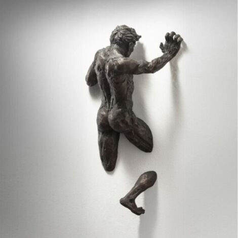 Statue deco,Sculpture murale 3D en résine, objet suspendu de personnages, mouvement tridimensionnel à travers le mur, - Type C (1/4)
