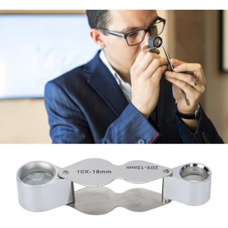 Loupe Bijoutier Double Lentille 10X 20X - Verre Optique - Pliable - Inspection Tatouage (1/4)