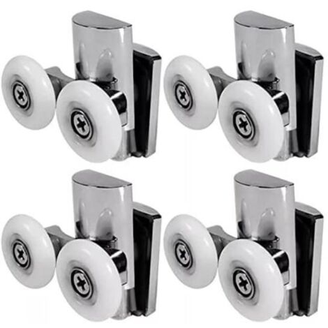 Roulettes de Porte de Douche Modèle 23 mm - Lot de 4 - Zinc - Roues en Nylon (1/4)
