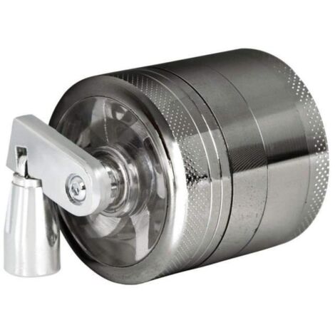 Pot a épices,Broyeur à herbes en alliage de Zinc, 4 couches en métal, 55mm, broyeur à épices avec poignée de moulin- Type Silver (1/4)