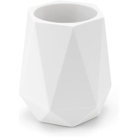(Blanc pur)Porte Stylo en Silicone, Pot à Crayon Bureau - Style Géométrique Blanc Pur - Pot a Crayon Original pour Stylos, Pinceaux de Maquilla (1/4)
