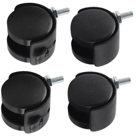 4PCS roulettes pivotantes Roulettes de remplacement pour meubles et chaises de bureau Plastique nylon, frein noir Mxzzand (1/4)