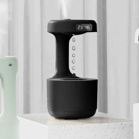 la couleur noire Brumisateur ultrasonique Anti-gravité avec affichage LED, humidificateur d'air, gouttelettes (1/4)