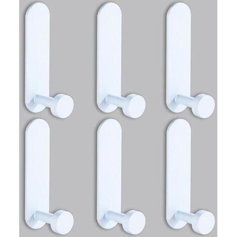 (Blanc)Crochet Adhesif Mural 6pcs,Blanc Patere Salle de Bain Sans Percage,Accroche Serviette Crochet Mural Adhesif pour Salon,Salle (1/5)