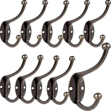 10 Pcs Rétro Crochet Patère Porte Manteau Mural Vintage Crochet de Porte Métal pour Salle de Bain Cuisine Chambre Entrée (Copper) (1/5)
