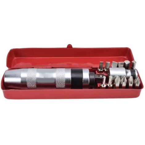 Jeu de tournevis d'impact - SALALIS - Adaptateur 1/2 po - 12 embouts - Acier au tungstène - Réversible (1/4)
