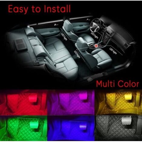 (RVB, rouge, vert, bleu, blanc, orange, jaune, cyan, violet)Bande lumineuse LED Kit d'éclairage intérieur - 4pcs - Multicolore - Télécommande IR (1/4)