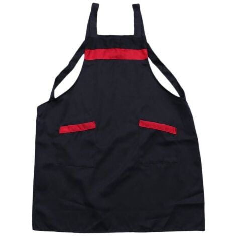 Tablier en polyester et coton en forme de H, résistant à l'usure, respirant, à séchage rapide, pour la cuisine (noir) (1/5)