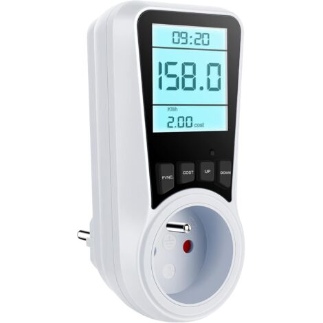Wattmètre Prise Compteur d'Énergie, Consommation d'Énergie avec 7 Modes Surveillance, Écran LCD Rétroéclairé, Prise Consommation Electrique pour Économie d'Energie, Surcharges de Protection, 3680W MAX (1/5)