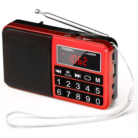 J-429 Petite Radio Portable, AM/FM/SW Radio Rechargeable avec Haut-Parleur AUX/SD/TF/MP3. Radio à Piles avec Gros Boutons et Grand écran. (Pas de Prise Charge des Stations prédéfinies) (1/5)