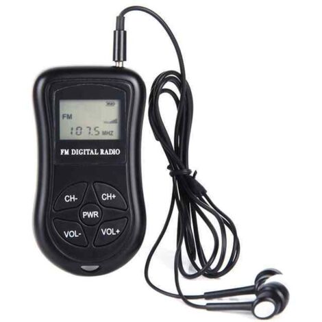 Mini radio FM portable, stéréo LCD affichage numérique tuned Pocket Walkman récepteur de conférence à transistor avec casque, petite radio de poche actionnée par batterie AAA pour la marche / course (1/4)