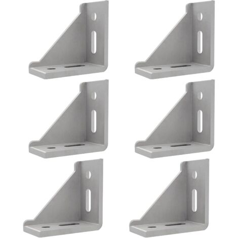 Lot de 6 équerres de fixation d'angle 40 x 80 mm – Aluminium poli pour profilés – Fixation robuste pour montage mural (1/5)