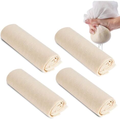 Toile à Fromage, Étamine Alimentaire 4 Pièces Tissu Filtrant en Coton Réutilisable Mousseline Cuisine Lavable Chiffon à Fromage pour Filtrer Tofu Jus Thé et Lait, 60 x 60cm (1/5)