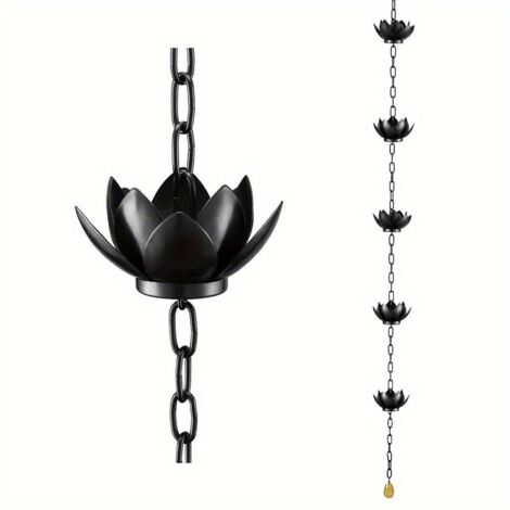 Chaîne attrape-pluie pour gouttière – Fer galvanisé résistant aux intempéries – Longueur réglable – Design japonais pour ambiance extérieure (1/5)