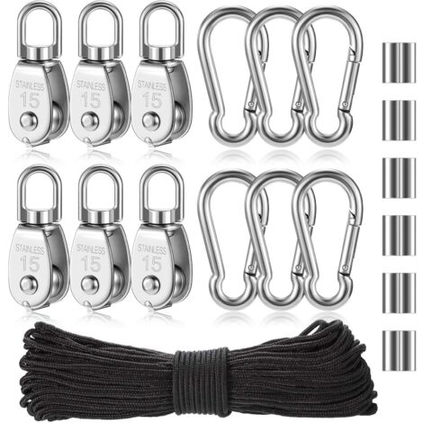 Coavas – Poulie de levage en acier inoxydable 304 – Capacité élevée – Rotation 360° – Pour équipements de camping et alpinisme