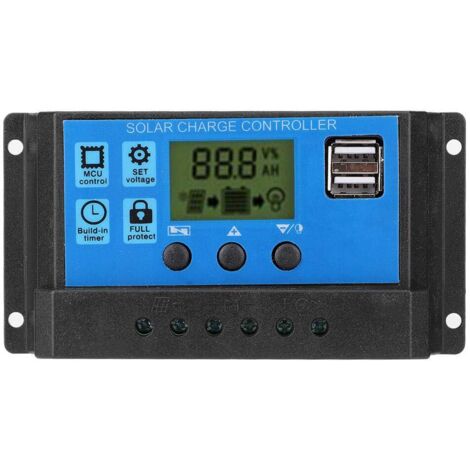 Contrôleur de Charge Solaire photovoltaïque Intelligent 12V 24V Double Affichage numérique Contrôle de Micro-Ordinateur Pratique PWM Solar Cell Panel Regulator Accessory(10A) (1/5)