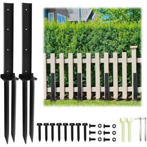 Kit de réparation de poteaux de clôture, piquets de réparation en acier pour poteaux de clôture, piquets d'ancrage au sol pour réparer les portails endommagés (2) (1/5)