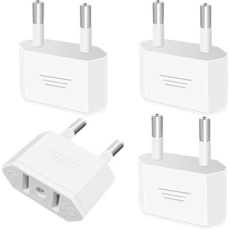 4 Pièces Adaptateur Prise USA, US vers France Adapter, fiche d'adaptation USA Deutschland, fiche de Voyage US vers EU, Adaptateur US vers EU, Adaptateur USA Prise, Adaptateur EU Prise (1/5)