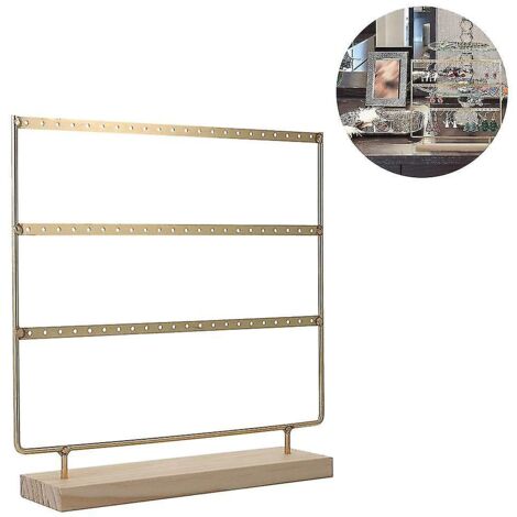 bois support de boucle d'oreille Simple support de clou d'oreille support pour boucle d'oreilles à 3 niveaux porte-bijoux décoratif affichage Ra (1/5)