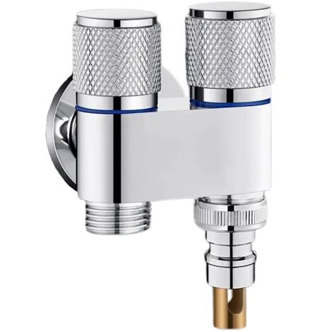 Crea – Robinet de machine à laver multifonction à double commande – Vanne d'angle en acier inoxydable – Installation rapide – Contrôle indépendant du débit