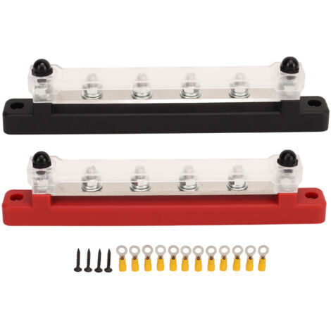 2PCS Batterie Bus Bar Noir Rouge DC12V à 48V 150A M6 Terminal 6 Stud pour RV Car Ship Yacht Power System (1/5)