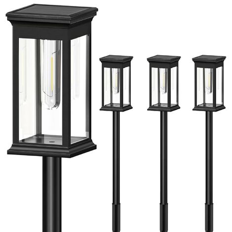 Lampes solaires pour jardin extérieur, 4 solaires de jardin,lampes solaires de jardin à marche/arrêt automatique,décoration de jardin solaire étanche IP65 blanc chaud pour pelouse,patio,cour