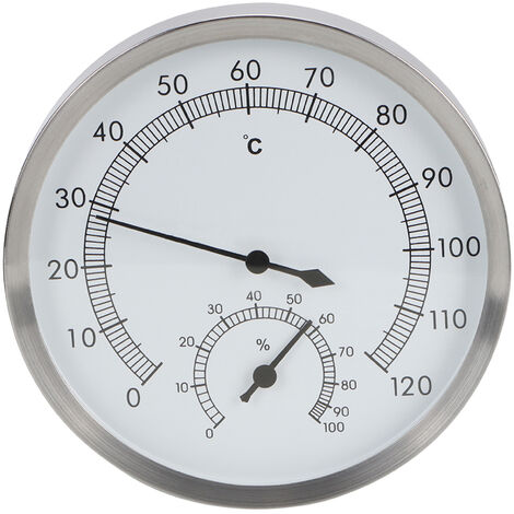 2 en 1 en acier inoxydable Hammam Sauna Room Thermomètre Hygromètre Thermo Hygromètre Intérieur (1/5)