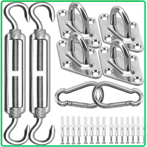 Accessoire pour voile d'ombrage - Kit d'installation de Pare-Soleil en Acier Inoxydable 304-15,2 cm - pour Installer des voiles d'ombrage rectangulaires et triangulaires pour terrasse, Jardin