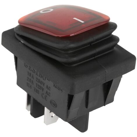4PCS 220V Interrupteur à Bascule ON-OFF DPST 4-Broches Arrêt Interrupteur Etanche avec Voyant Lampe Rouge Vert (1/5)