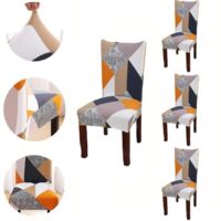 Lot de 4 Housses de Chaise Extensible Housse pour Salle à Manger, Restaurant et Hôtel, Amovible Lavable Couverture