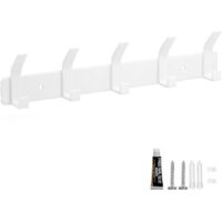 Wall Coat Rack, Wall Hook 5 Hooks, Bathroom Coat Rack, for Coat Rack Towel Rack Bathrobe Bathroom Bathroom Entrance, White