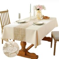 (brun clair)Nappe - Anti-tâches - Rectangulaire - Lin en coton - 140 x 220 cm - Brun clair